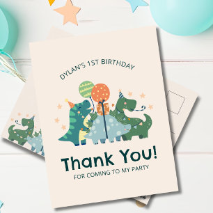 Postal Cute dinosaurios fiesta de cumpleaños de niños gra