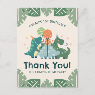 Postal Cute dinosaurios fiesta de cumpleaños de niños gra
