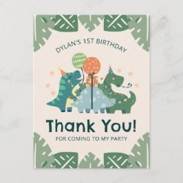 Postal Cute dinosaurios fiesta de cumpleaños de niños gra