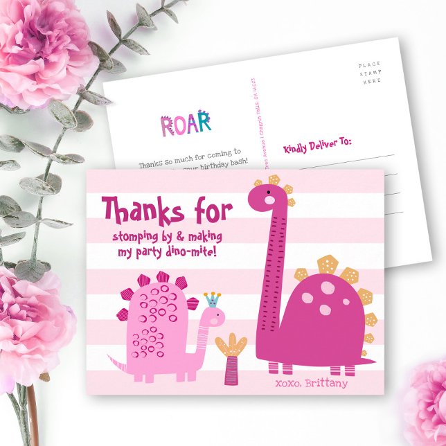 Postal Cute Dinosaurios Rosados Kawaii Chica Cumpleaños G (Subido por el creador)