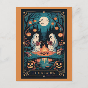 Postal Cute divertido otoño halloween Tarot Ghost Read Bo