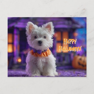 Postal Cute Dog Happy Halloween Haunted House
