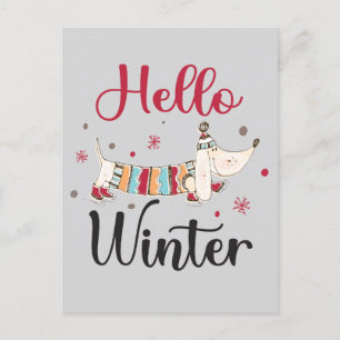 Postal Cute Dog Hello Winter