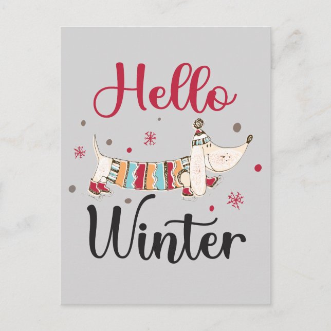 Postal Cute Dog Hello Winter (Anverso)