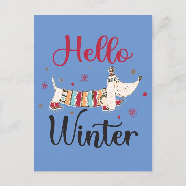 Postal Cute Dog Hello Winter (Anverso)