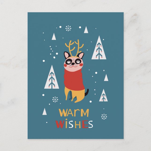 Postal Cute Dog Postcard in Christmas (Anverso)