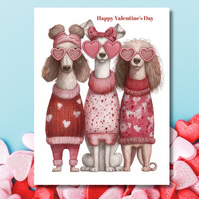 Postal Cute Dogs Hearts Pullover Valentine`s Day Card  (Subido por el creador)