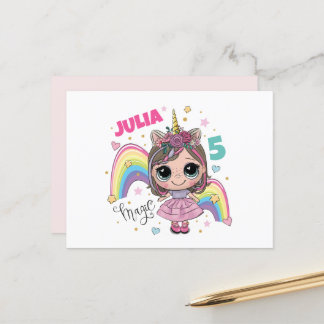 Postal Cute Doll Girl Thank you card