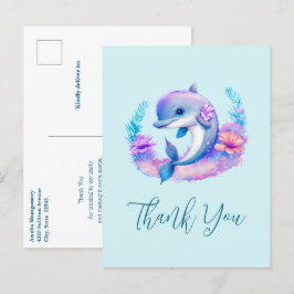 Postal Cute Dolphin Sea Creature Gracias