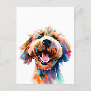 Postal Cute Doodle Colorful Labradoodle Art