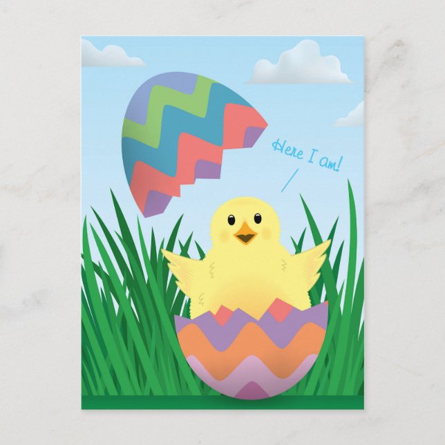 Postal Cute Easter Egy Chick Hatch (Anverso)