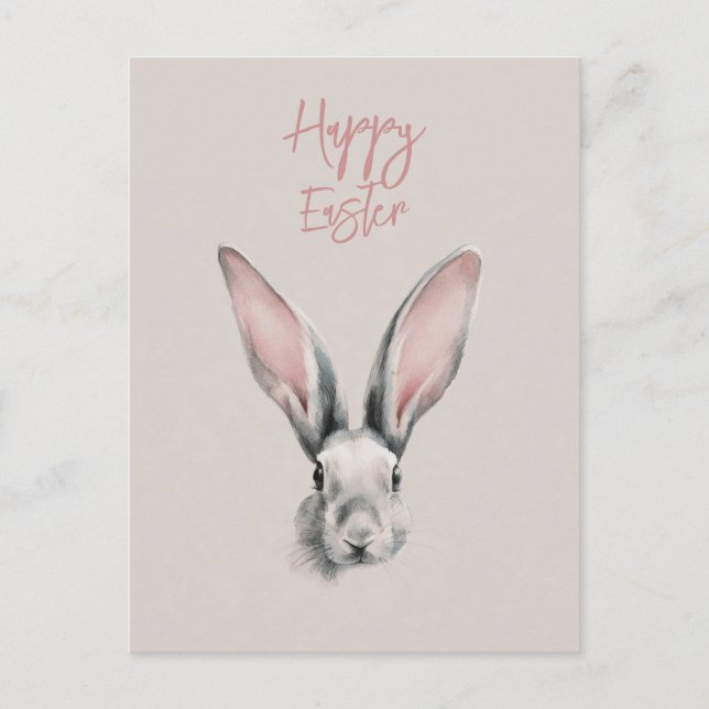 Postal Cute Easter Rabbit Postcard in Minimalistic Style (Anverso)