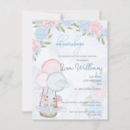 Postal Cute Elephant Balloons Pink Floral Baby Shower