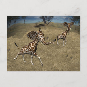 Postal Cute Elephant Giraffes