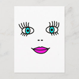 Postal Cute Face Big Eyelashes Gráfica Personalizado dive