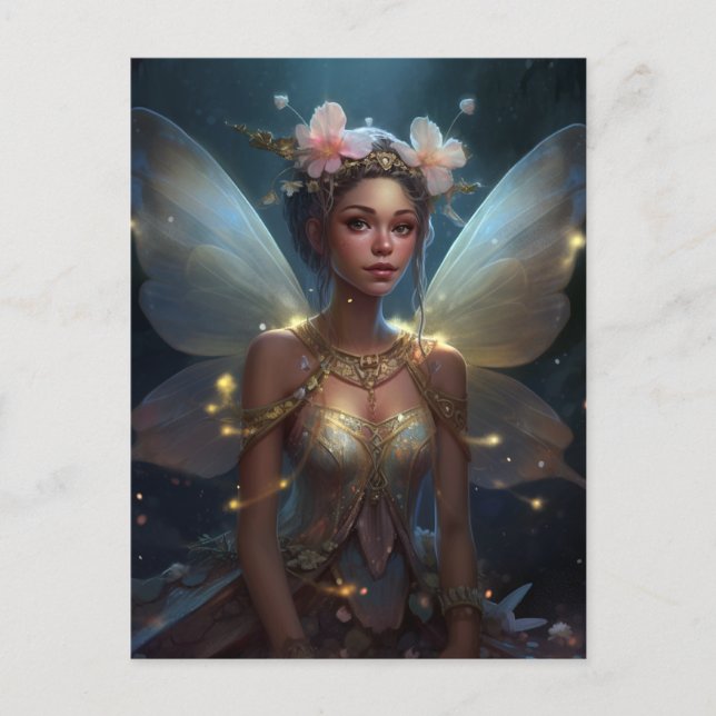 Postal Cute Fairy Chica Fantasy Art (Anverso)