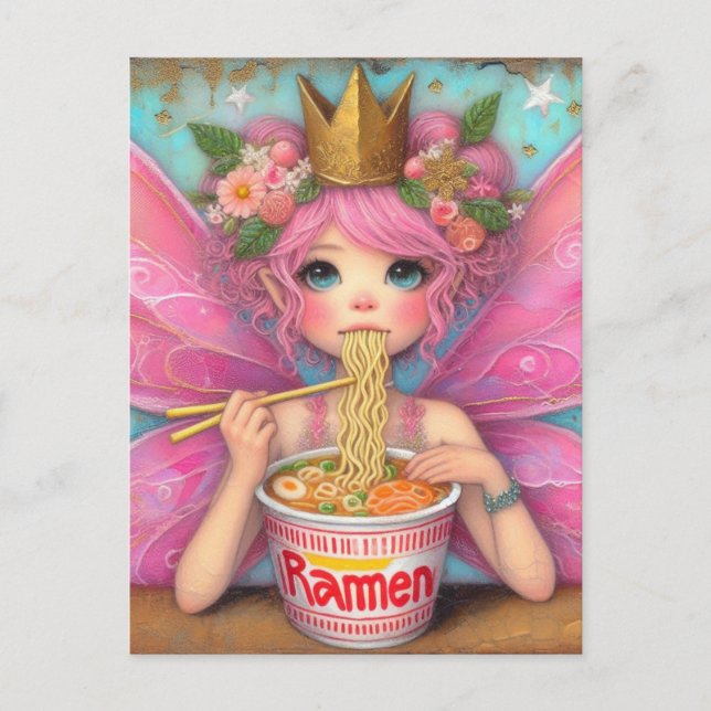 Postal Cute Fairy Eating Ramen (Anverso)