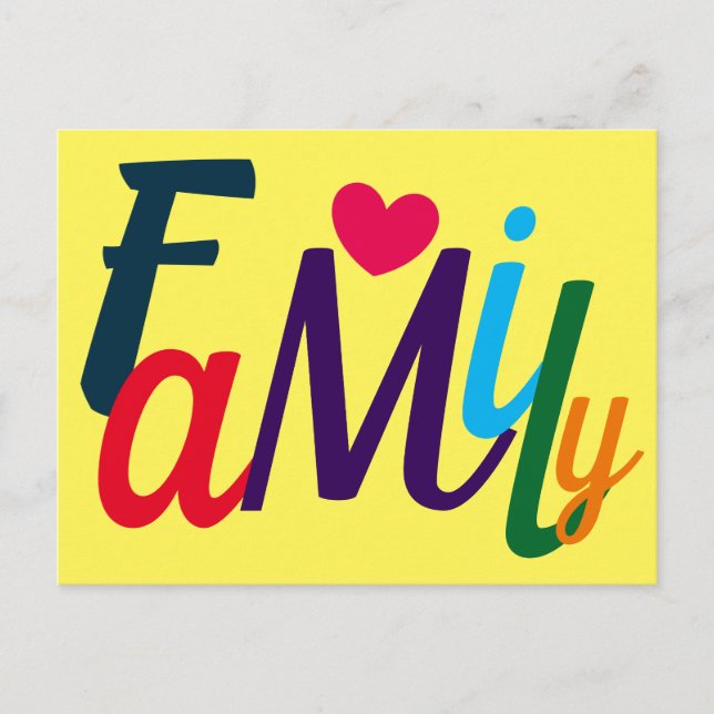 Postal Cute Family Love Colorful (Anverso)