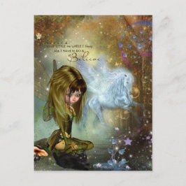Postal Cute Fantasía Hada y Pegasus Creen Cita