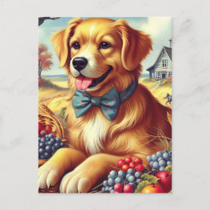Postal Cute Farm Dog Pinting