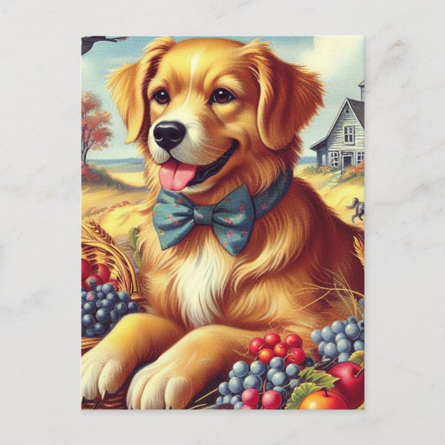 Postal Cute Farm Dog Pinting (Anverso)