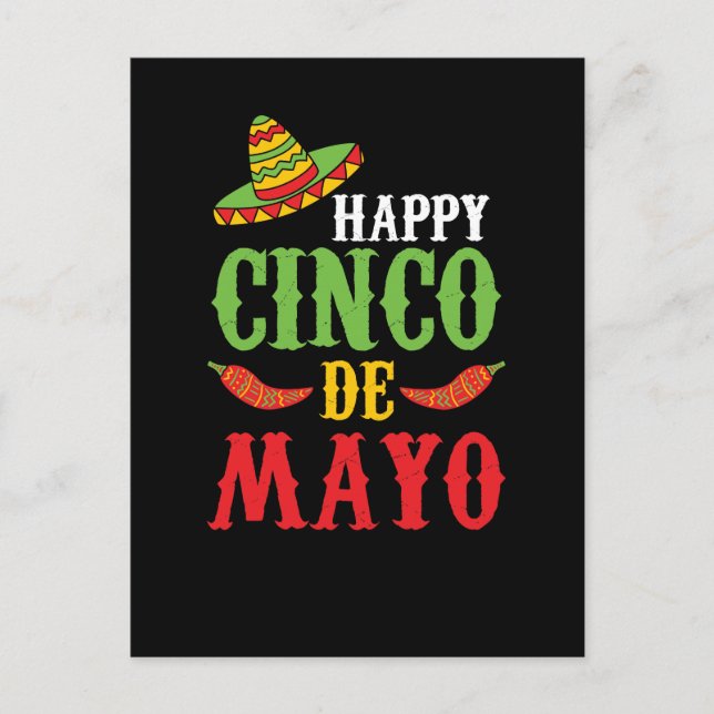 Postal Cute feliz Cinco De Mayo (Anverso)