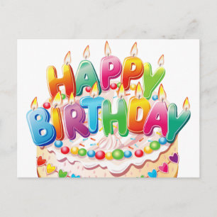 Postal Cute Feliz Cumpleaños Candle Cake