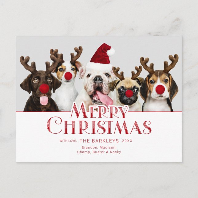 Postal Cute Festiva Merry Christmas Typography | Foto (Anverso)