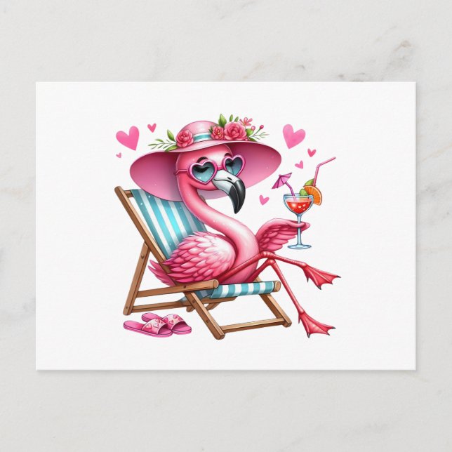 Postal Cute Flamingo Clipart (Anverso)