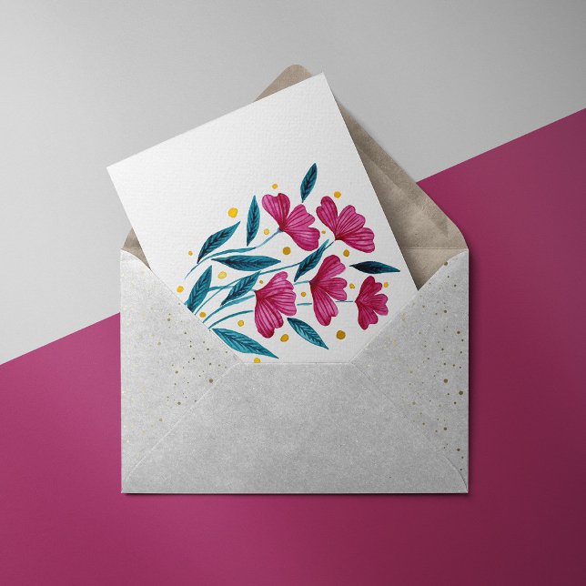 Postal Cute floral bouquet - magenta and teal (Subido por el creador)