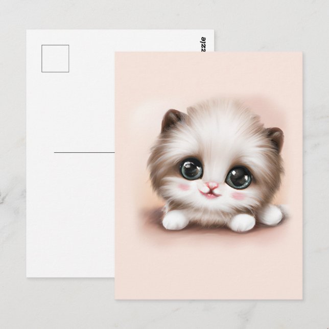 Postal Cute Fluffy Furr Ball Kitten (Anverso / Reverso)