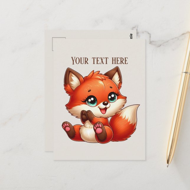 Postal Cute fox lovers customizable  (Anverso/Reverso In Situ)