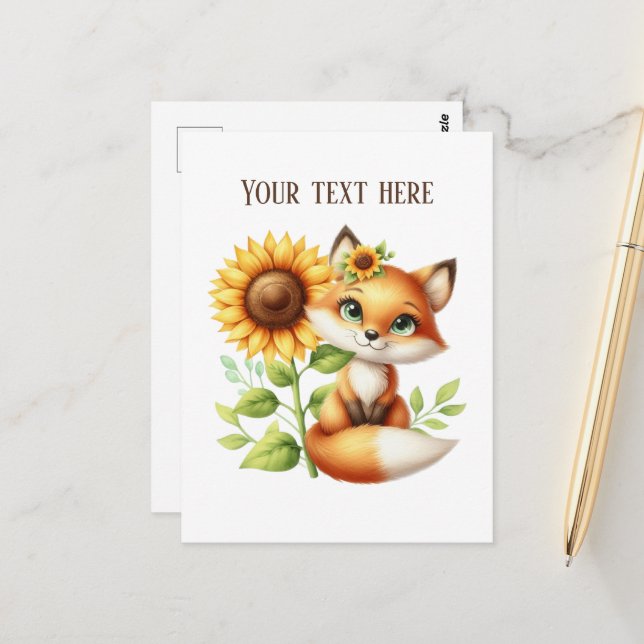 Postal Cute fox lovers customizable  (Anverso/Reverso In Situ)