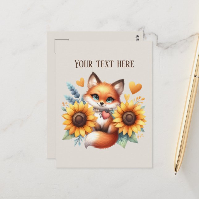 Postal Cute fox lovers customizable (Anverso/Reverso In Situ)