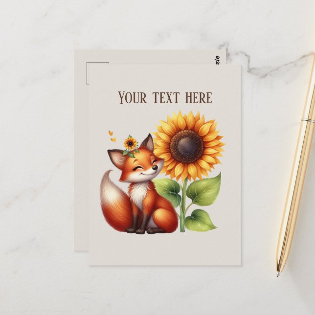 Postal Cute fox lovers customizable  (Anverso/Reverso In Situ)