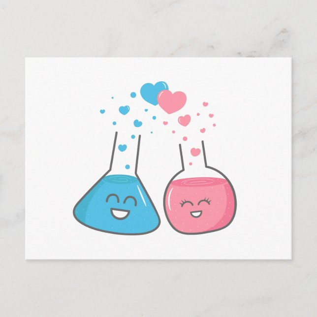 Postal Cute frascos en el amor, tenemos química (Anverso)