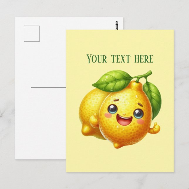Postal Cute fresh lemon customizable  (Anverso / Reverso)