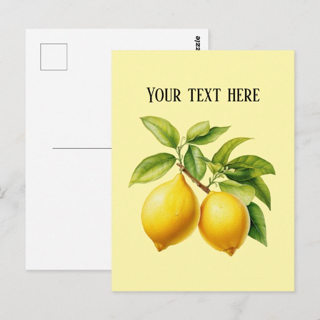 Postal Cute fresh lemon customizable  (Anverso / Reverso)
