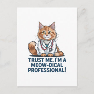 Postal Cute Funny Cat Medical Pun Illustration