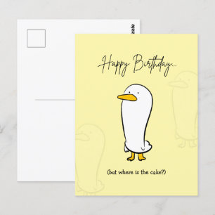 Postal Cute Funny Duck Birthday Card - ¿Dónde está el pas
