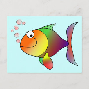 Postal Cute Funny Fish - Colorido
