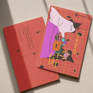 Postal Cute Ghost & Witch Halloween