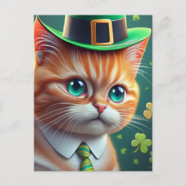 Postal Cute Ginger Tabby Saint Patricks Day Cat