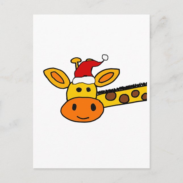 Postal Cute Giraffe en el Personalizado de los Navidades  (Anverso)