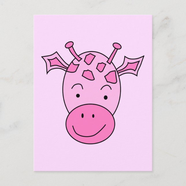 Postal Cute Giraffe Rosa. (Anverso)