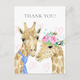 Postal Cute giraffe temática gracias