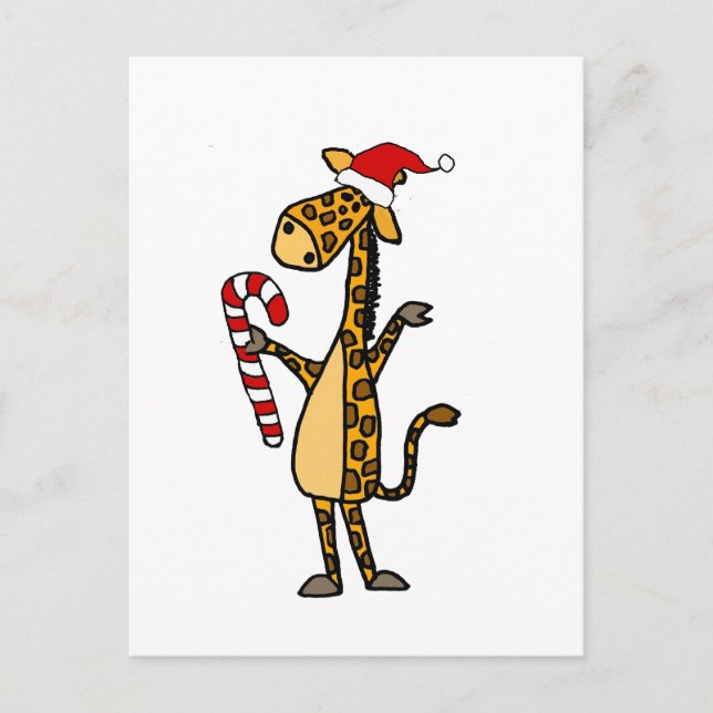 Postal Cute Giraffe Usando Personalizado de Navidades de  (Anverso)