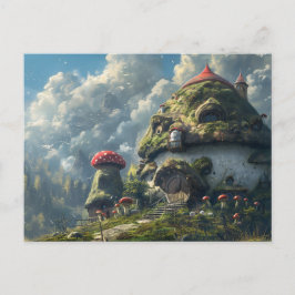Postal Cute gnome, casa de hongos