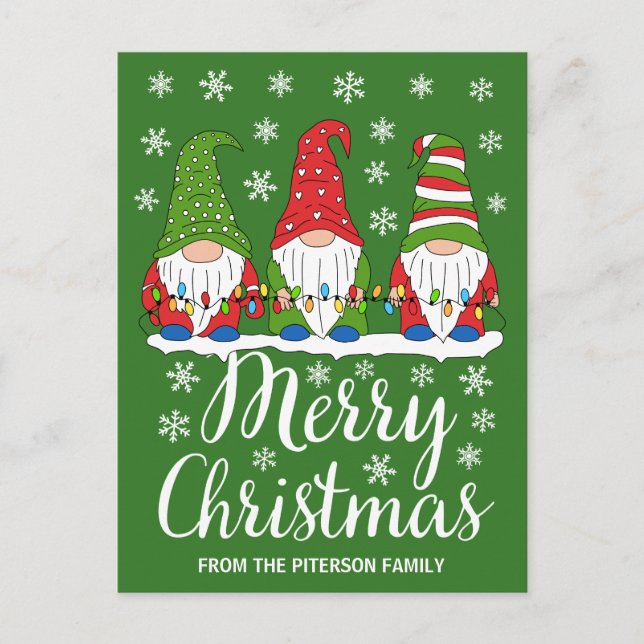 Postal Cute Gnomes Feliz Navidad (Anverso)