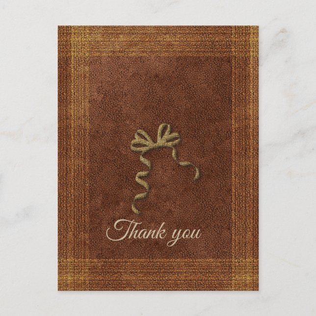 Postal Cute Gold Bow Gracias (Anverso)